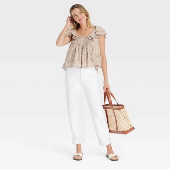 Universal thread floral ruffle short sleeve blouse size XL NWT - Picture 3 of 10